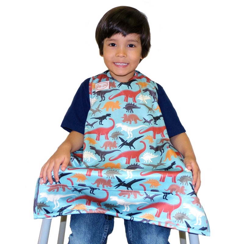 BIB-ON, Full-Coverage Bib and Apron Combination for Infant, Baby, Toddler Ages 0-4. (Dinosaurs) - Image 2